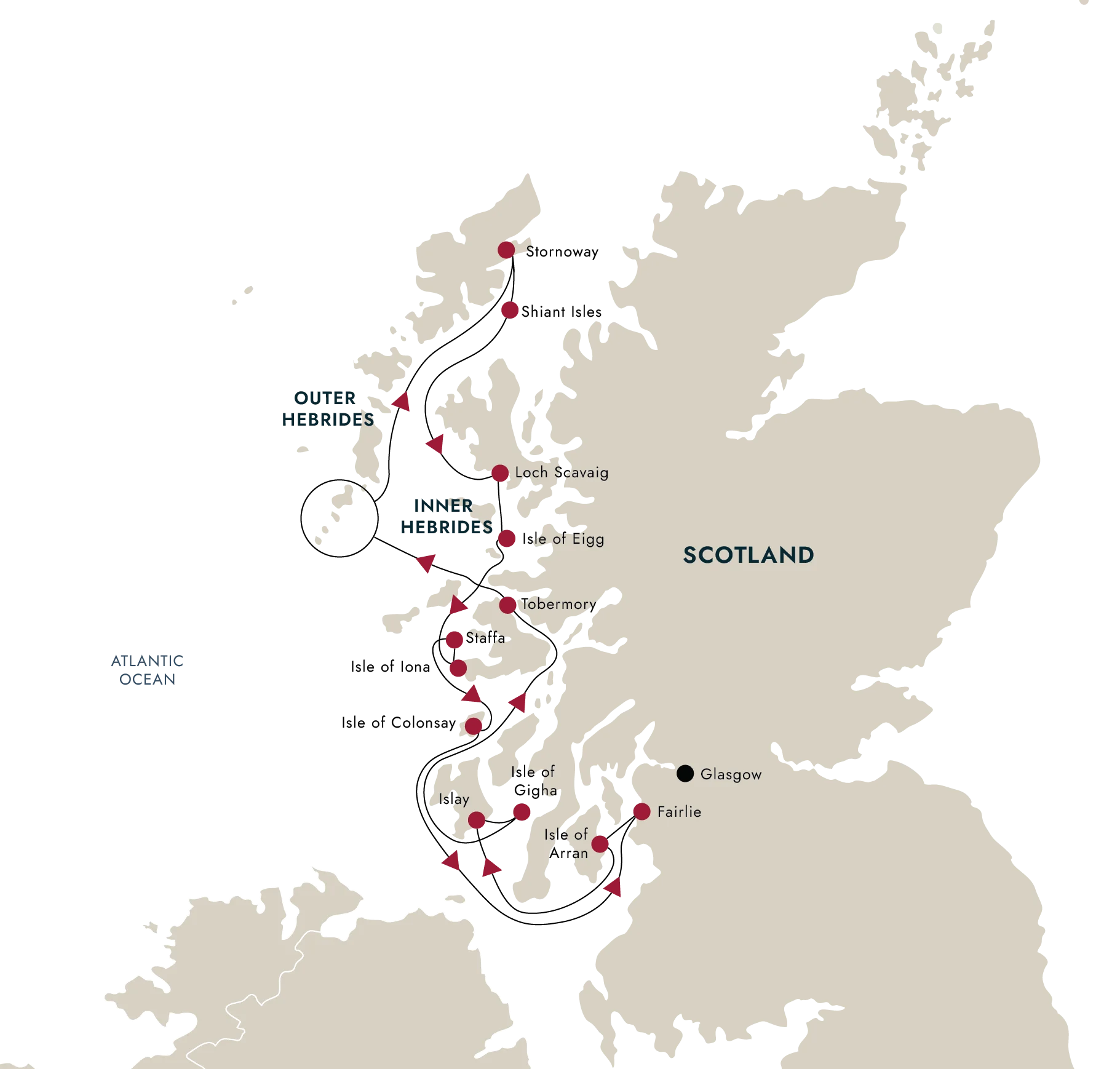 A map of the destination route