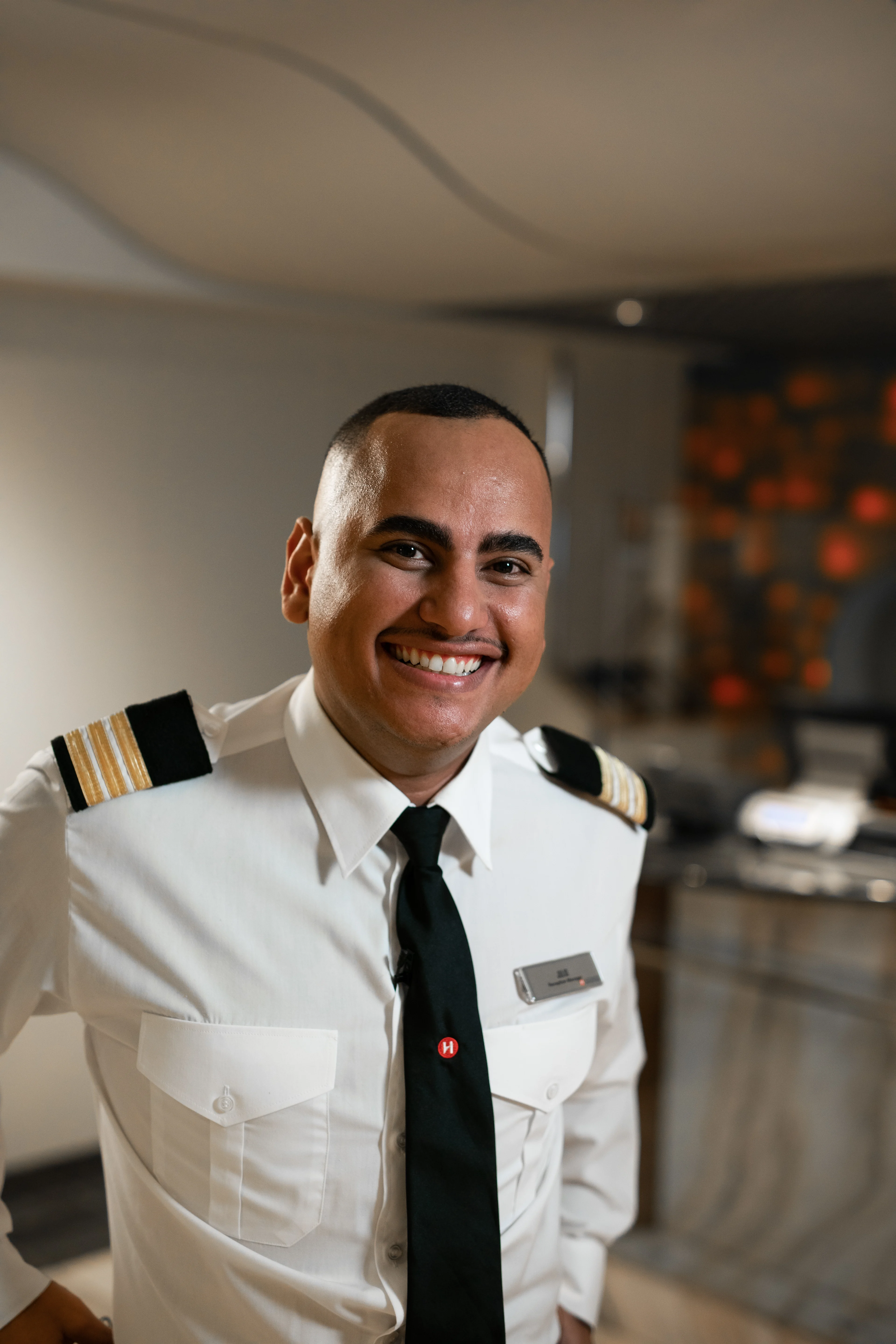 Julio Cesar Silva, Reception Manager onboard MS Maud. Photo: Tom Woodstock / Ultasharp