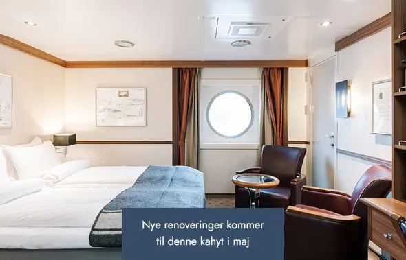 Bedroom in an Outside cabin (F2) onboard MS Fram. Credit: Clara Tuma