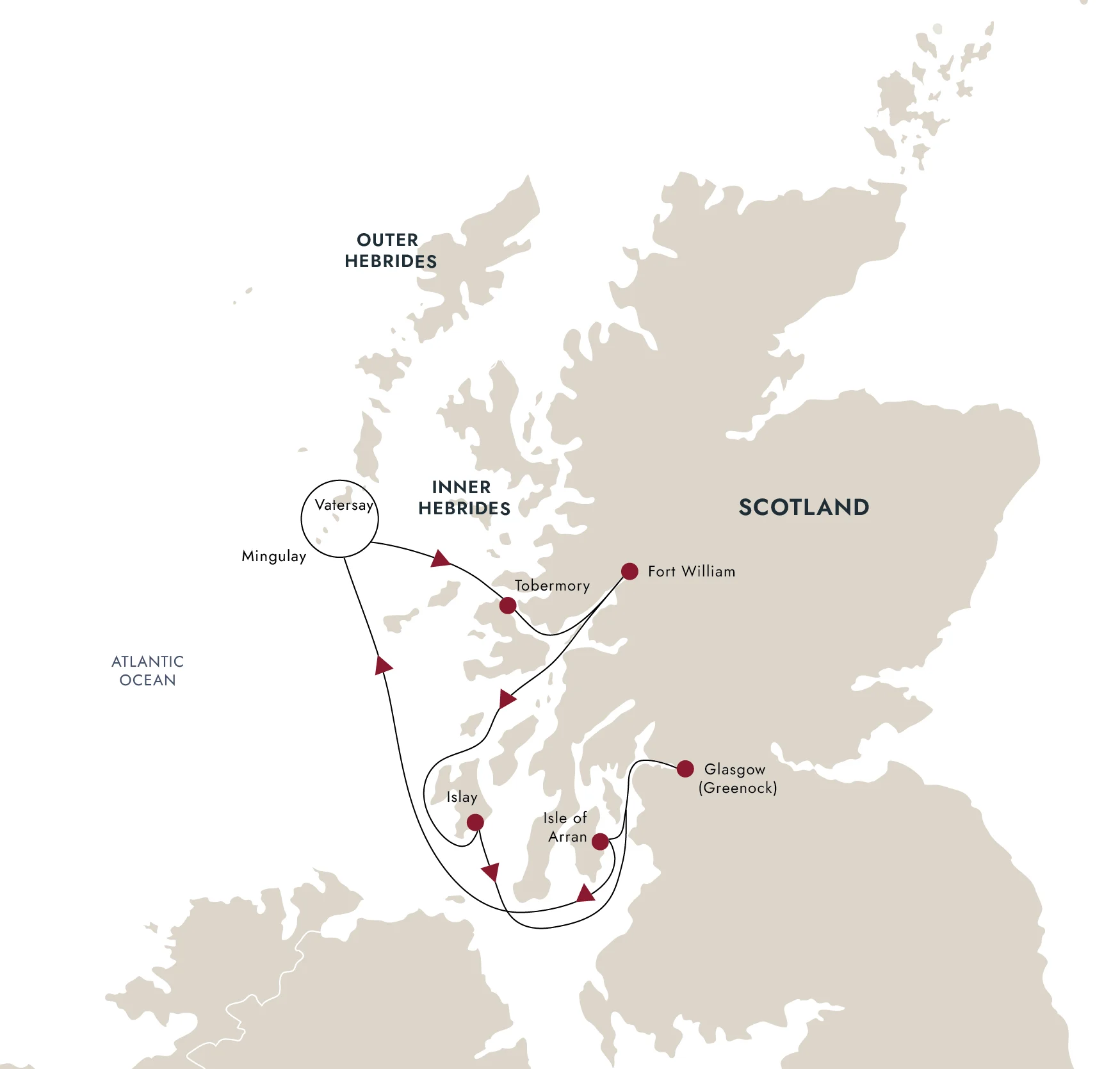 A map of the destination route