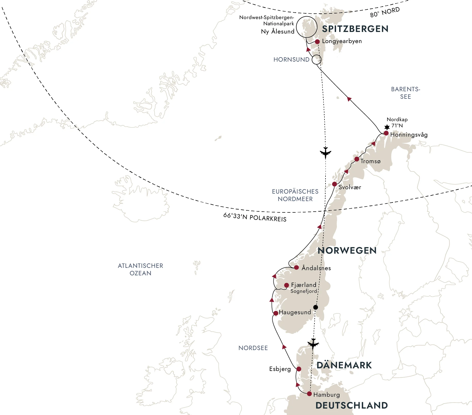 Eine Karte der Zielroute