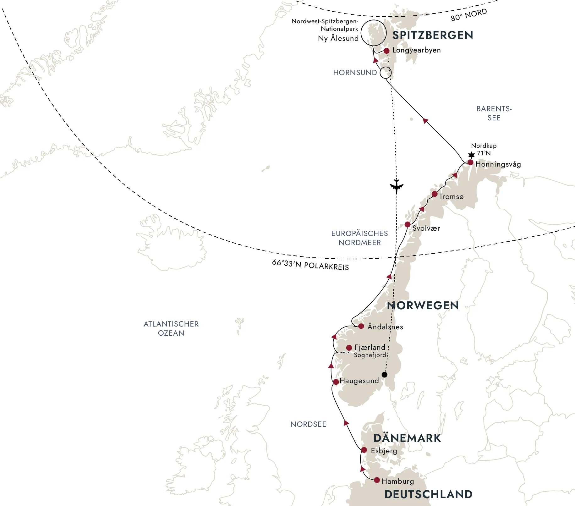 Eine Karte der Zielroute