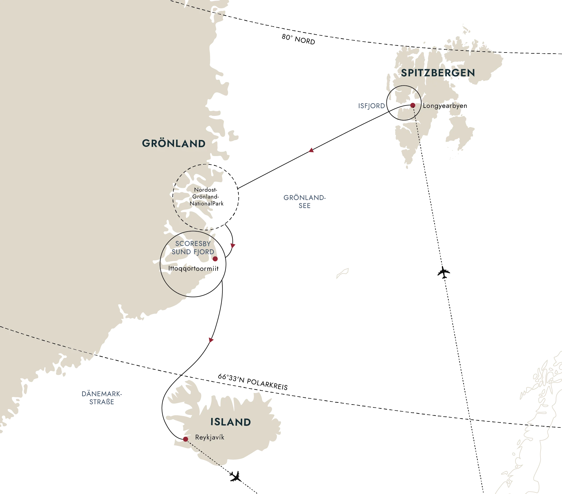 Eine Karte der Zielroute