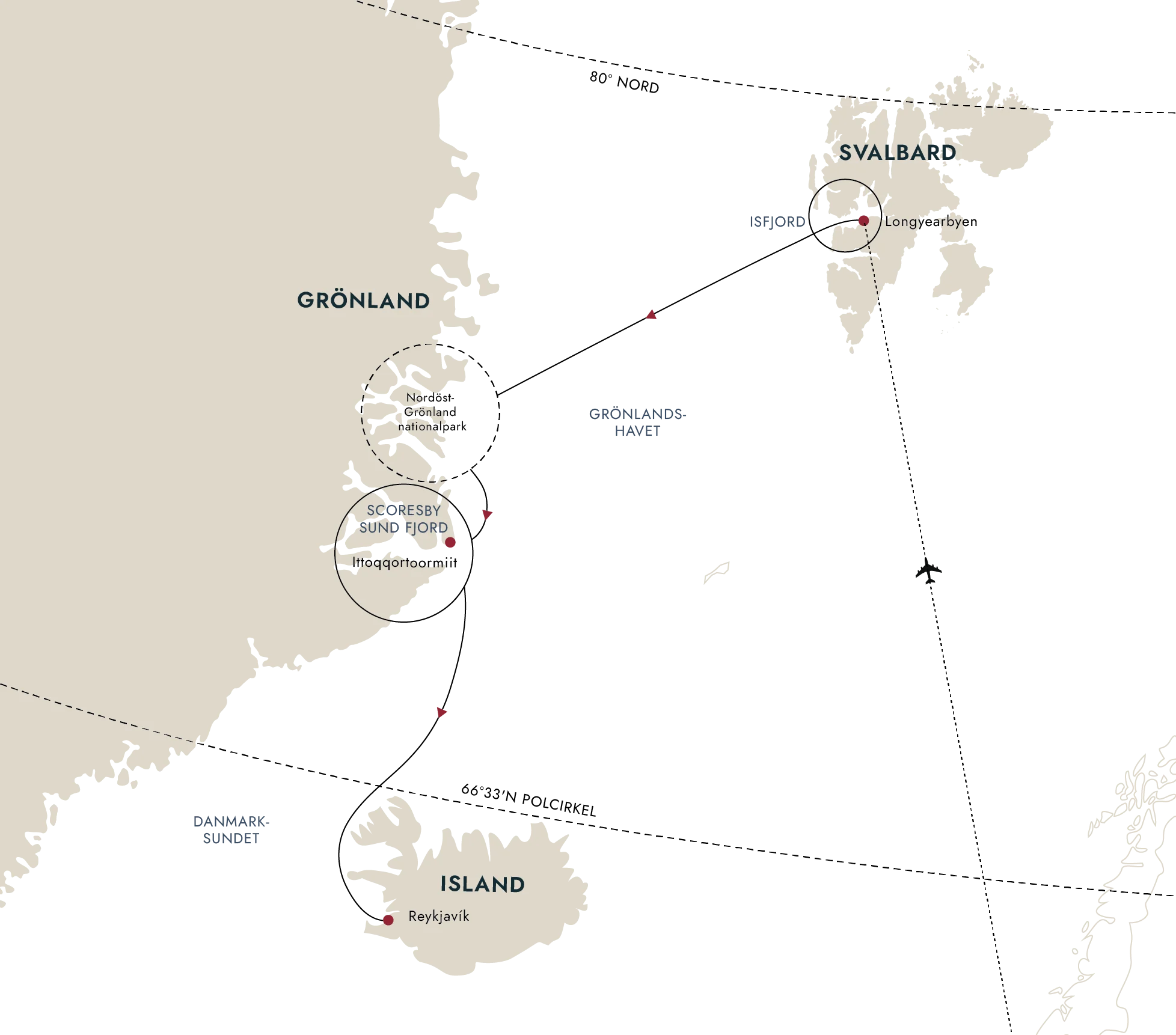 En karta över rutten till destinationen