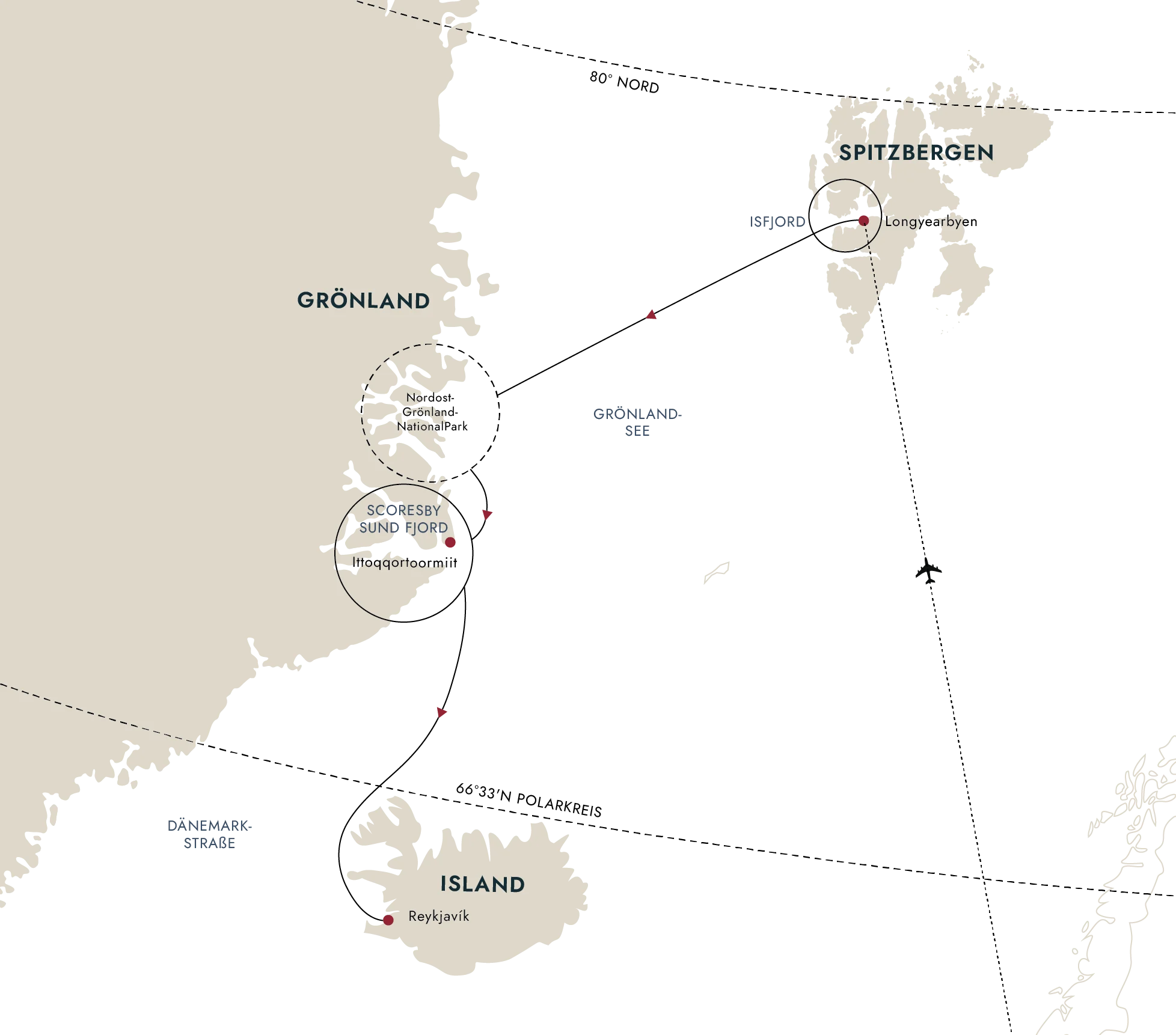 Eine Karte der Zielroute