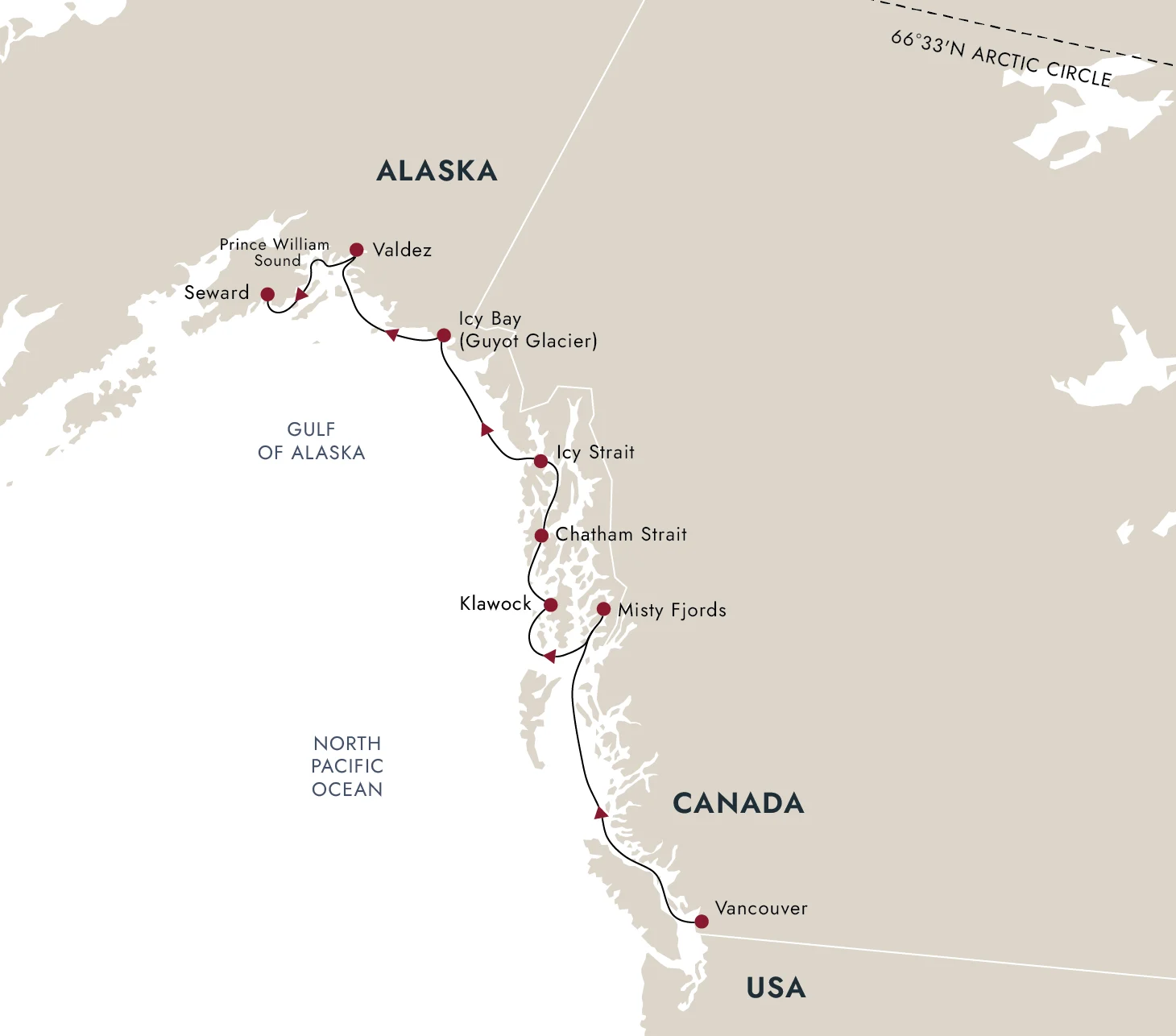 A map of the destination route