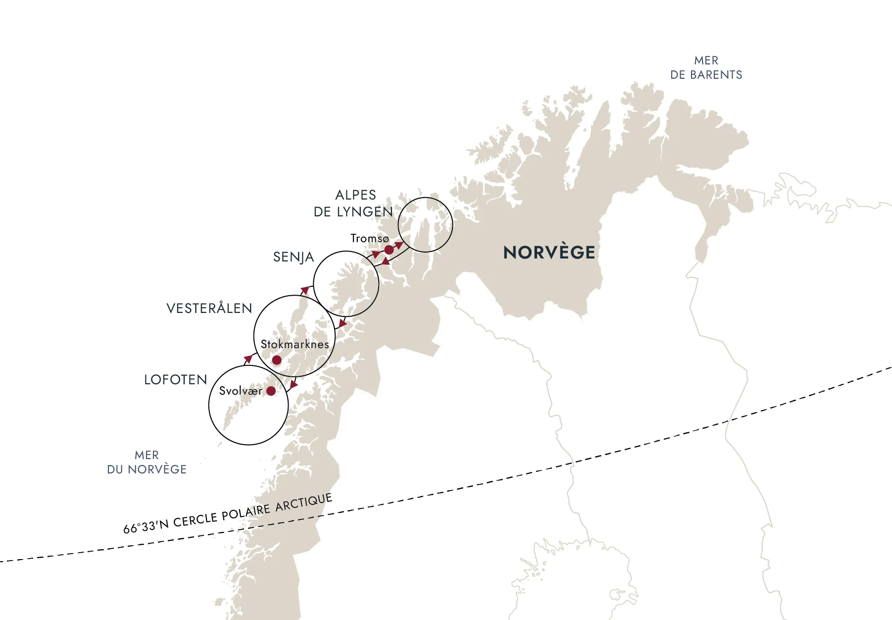 Carte de l'itinéraire de destination