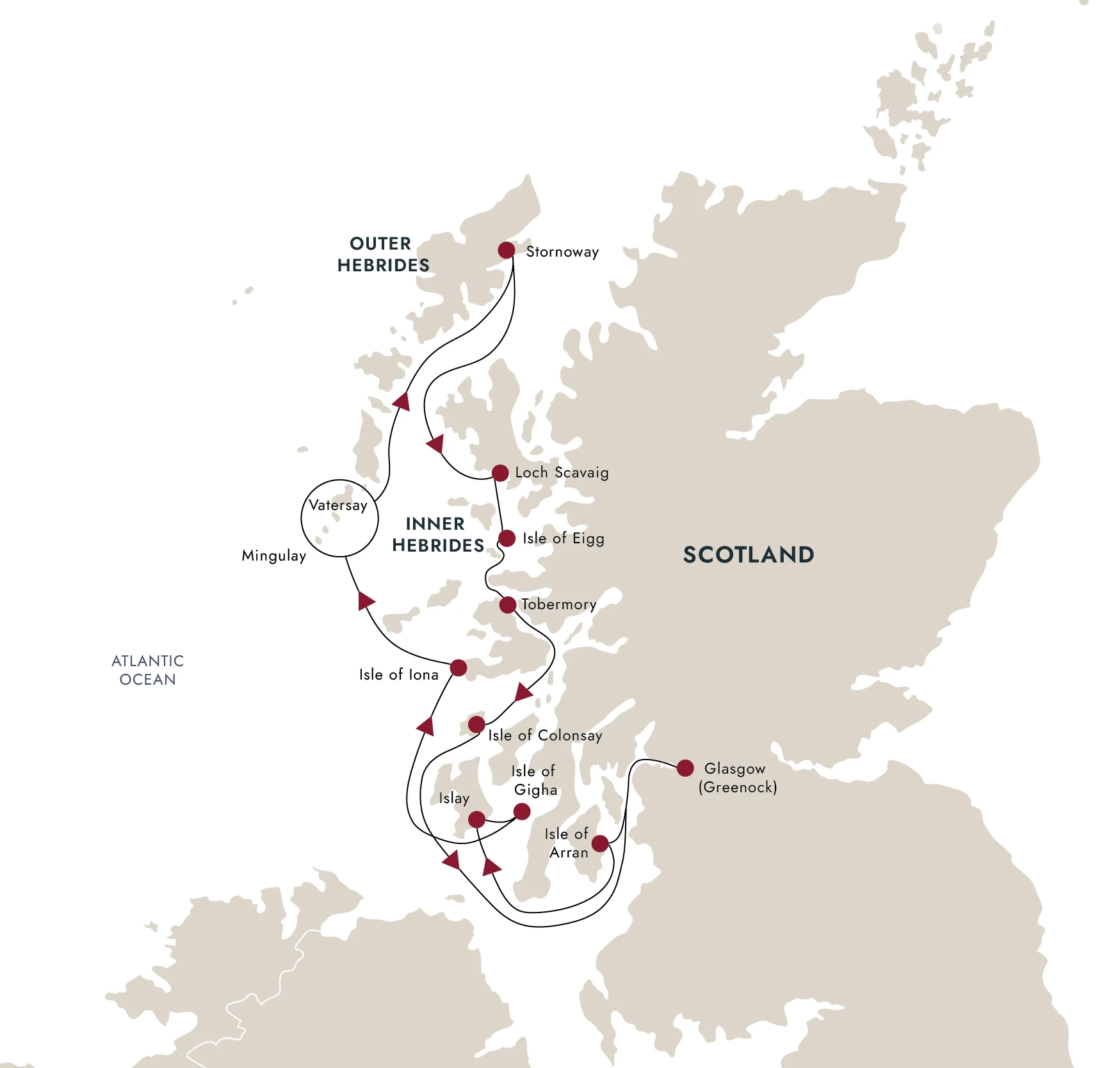 A map of the destination route