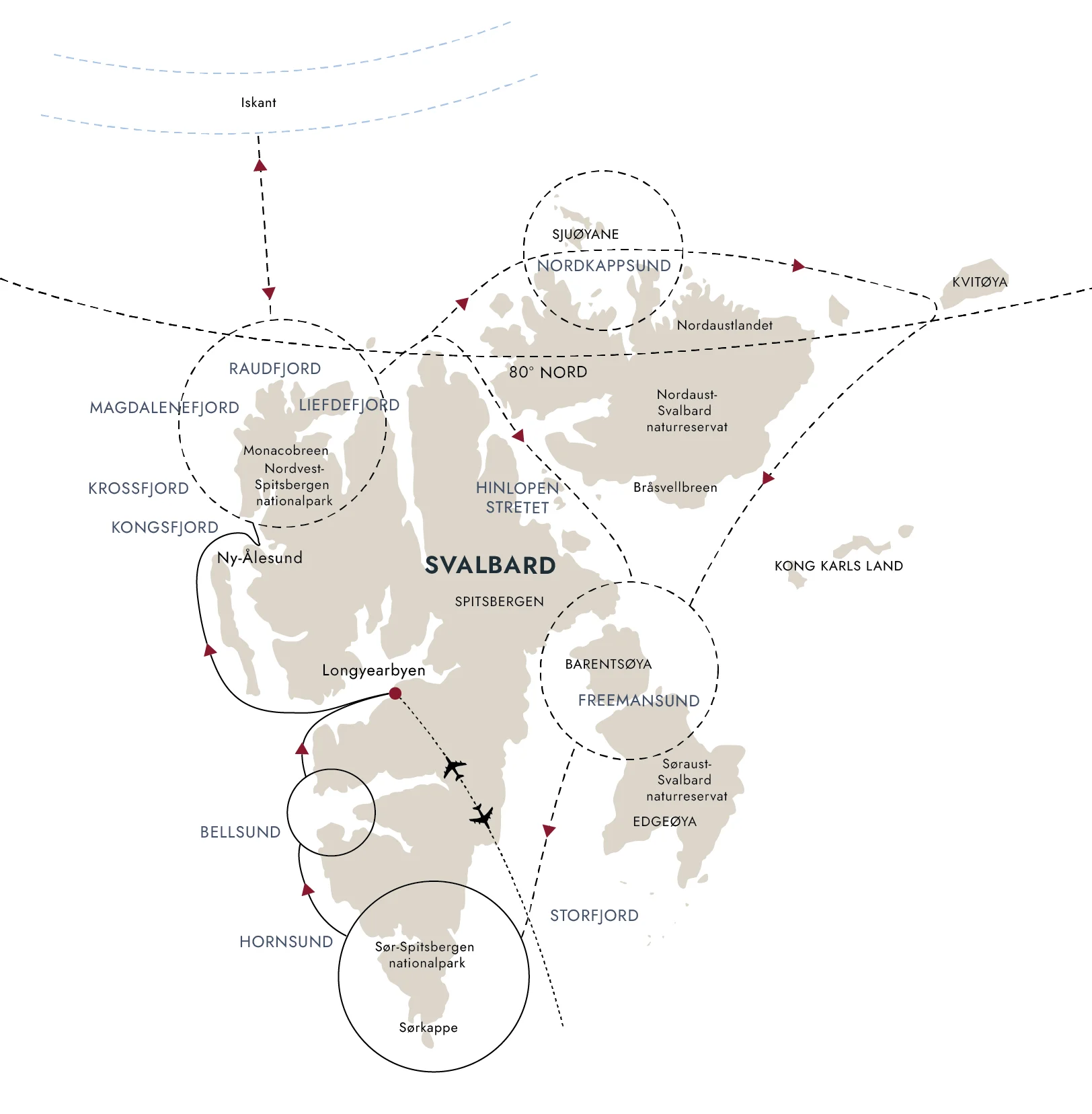 En karta över rutten till destinationen