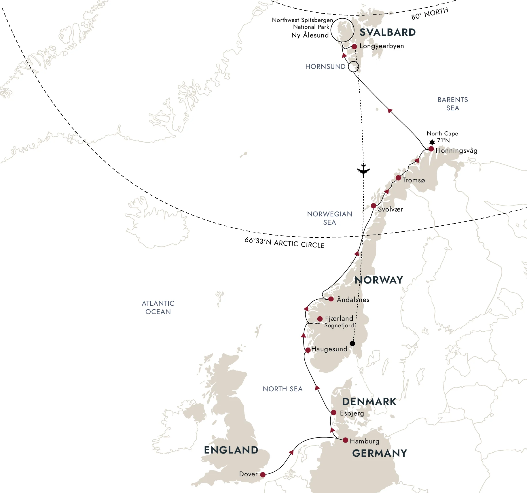 A map of the destination route