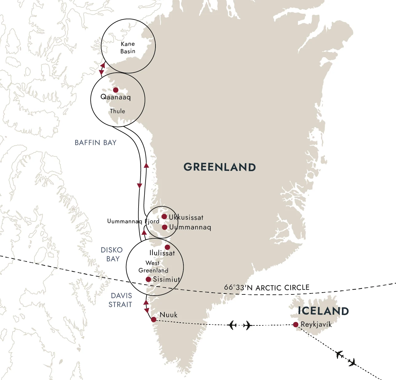 A map of the destination route