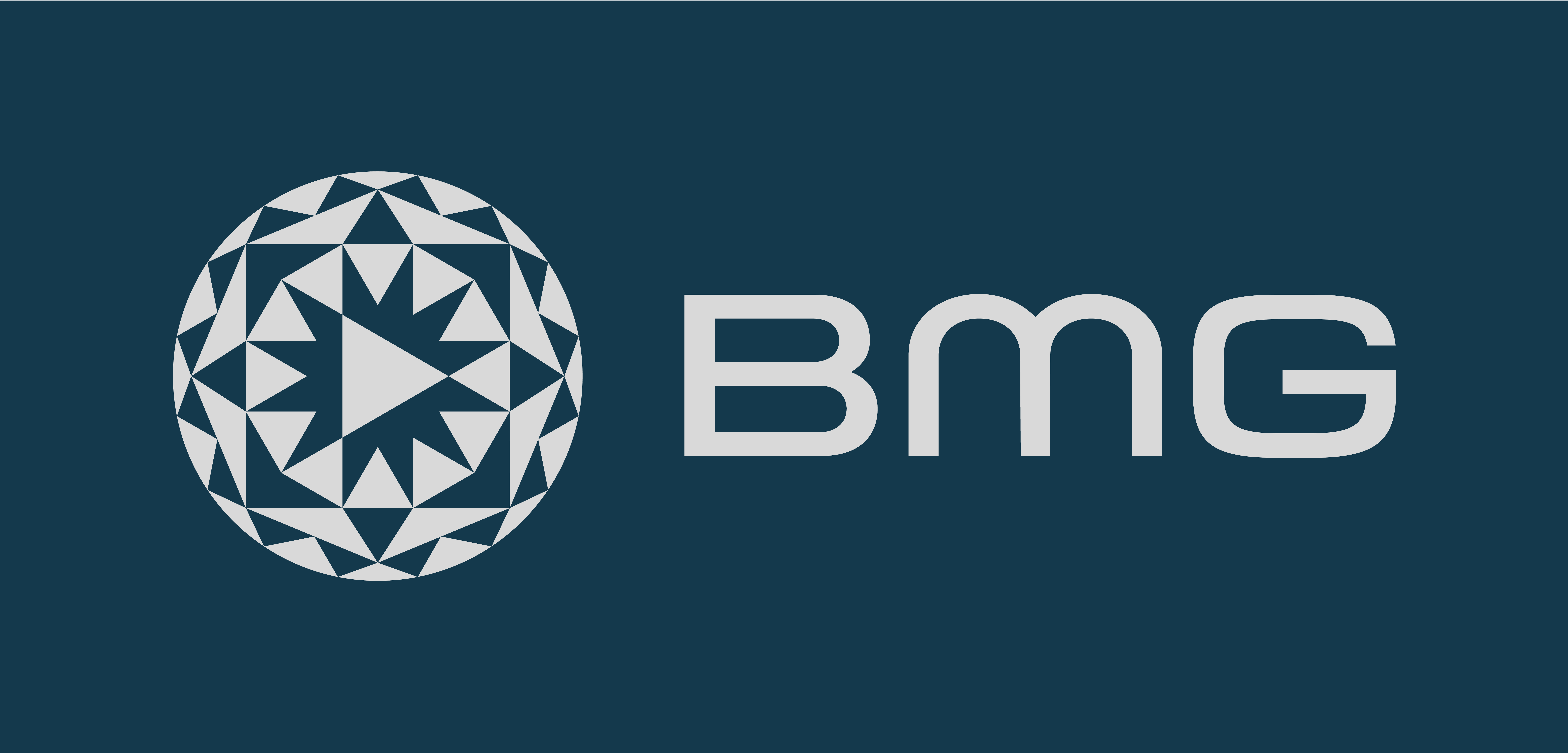 BMG Logo Lockup Horizontal RGB Platinum on Midnight