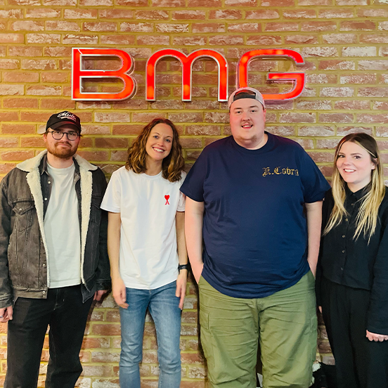 L to R: Jason Fletcher (Tour Manager), Ciara Newell-Bailey (BMG), Gareth, Cassie Mcilroy (BMG)
