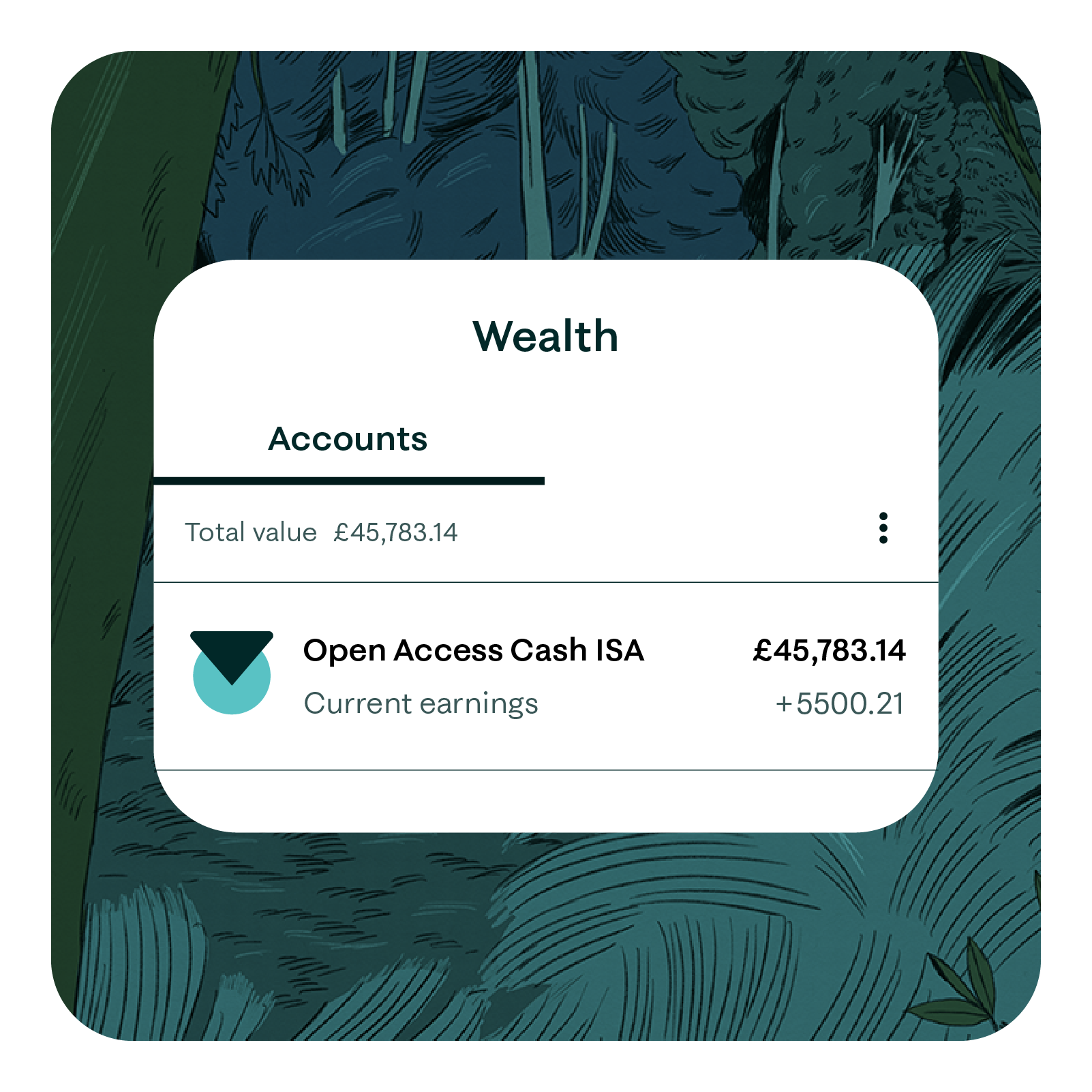 UI card showing Open Access Cash ISA balance