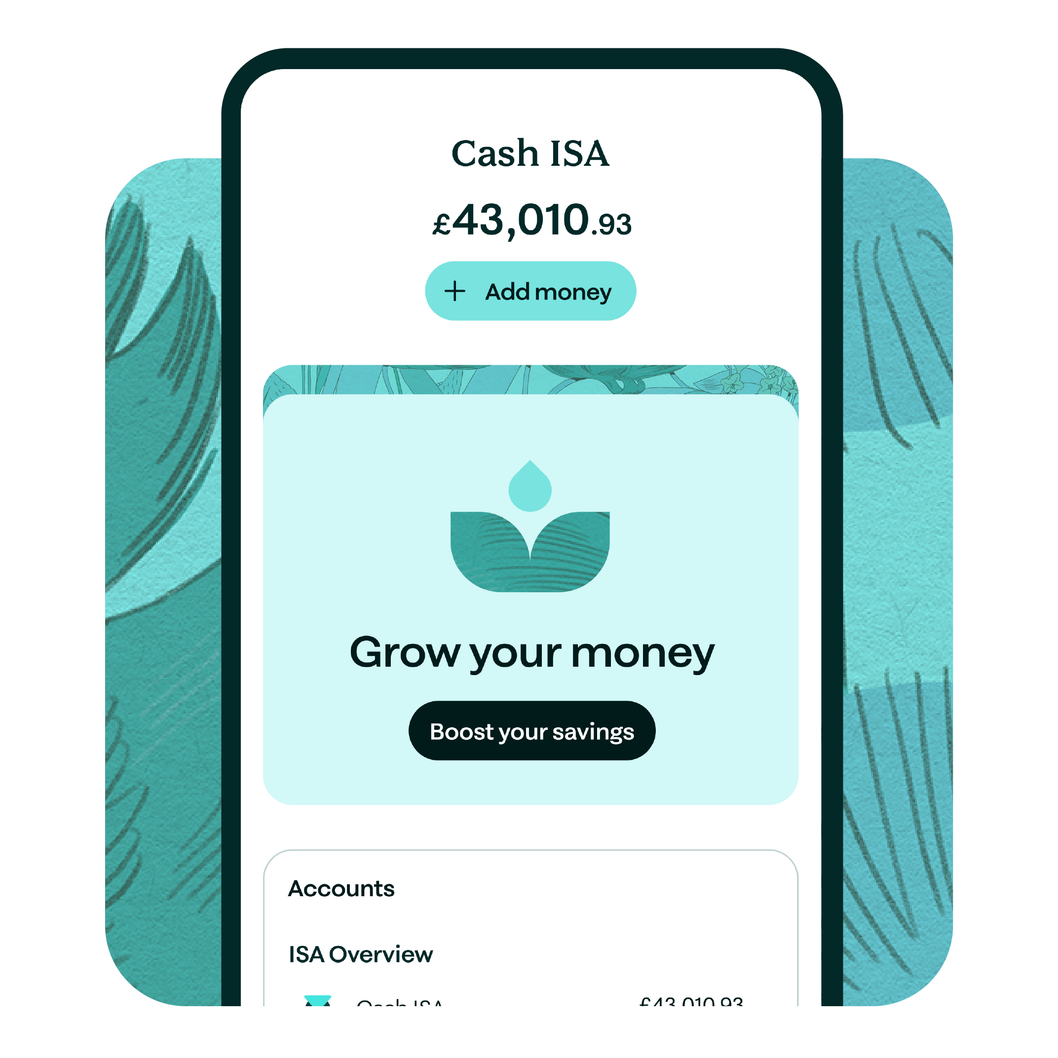 UI screen about Cash ISA with texture in the background