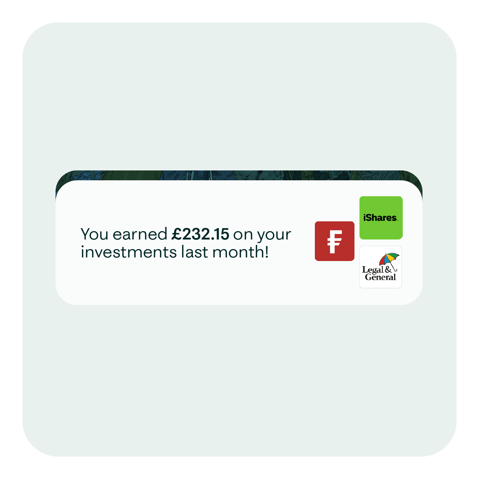 UI card showing monthly investment earnings