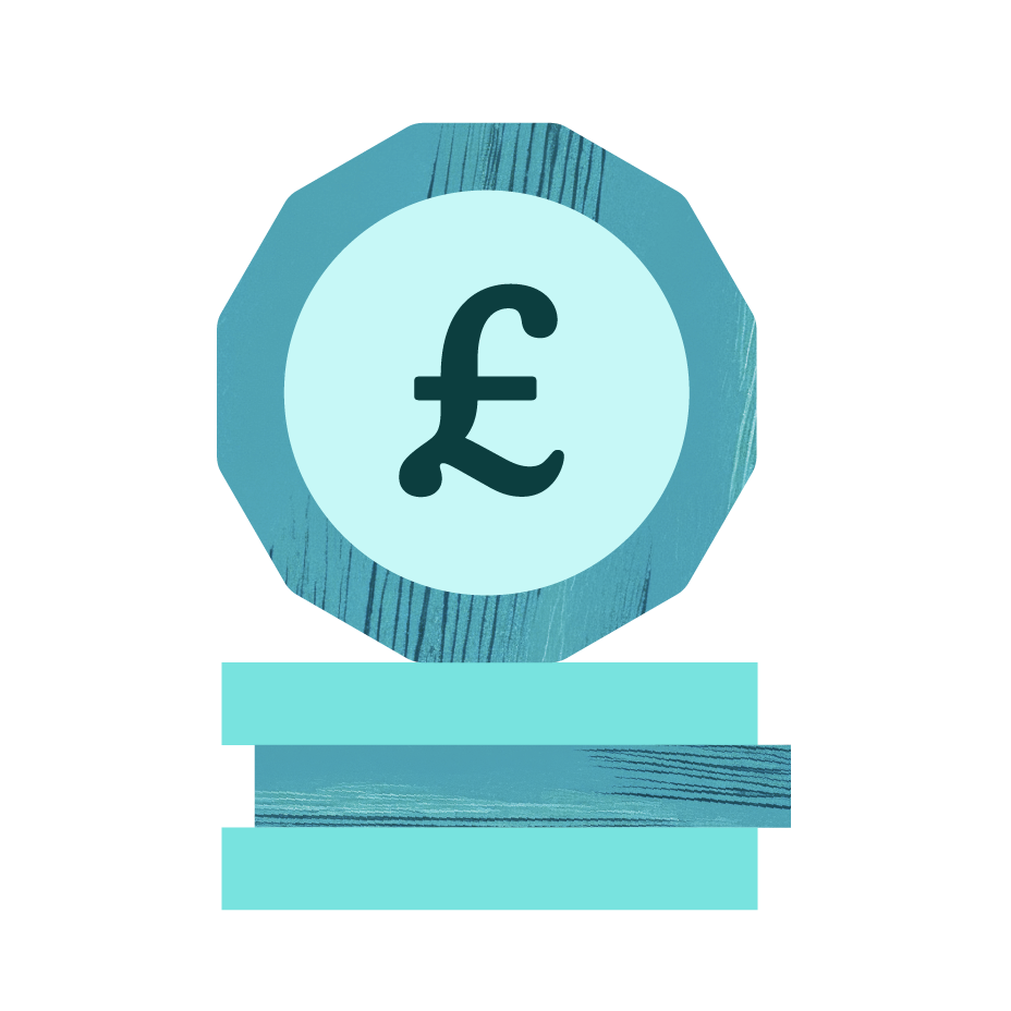 Coins stacked in aqua