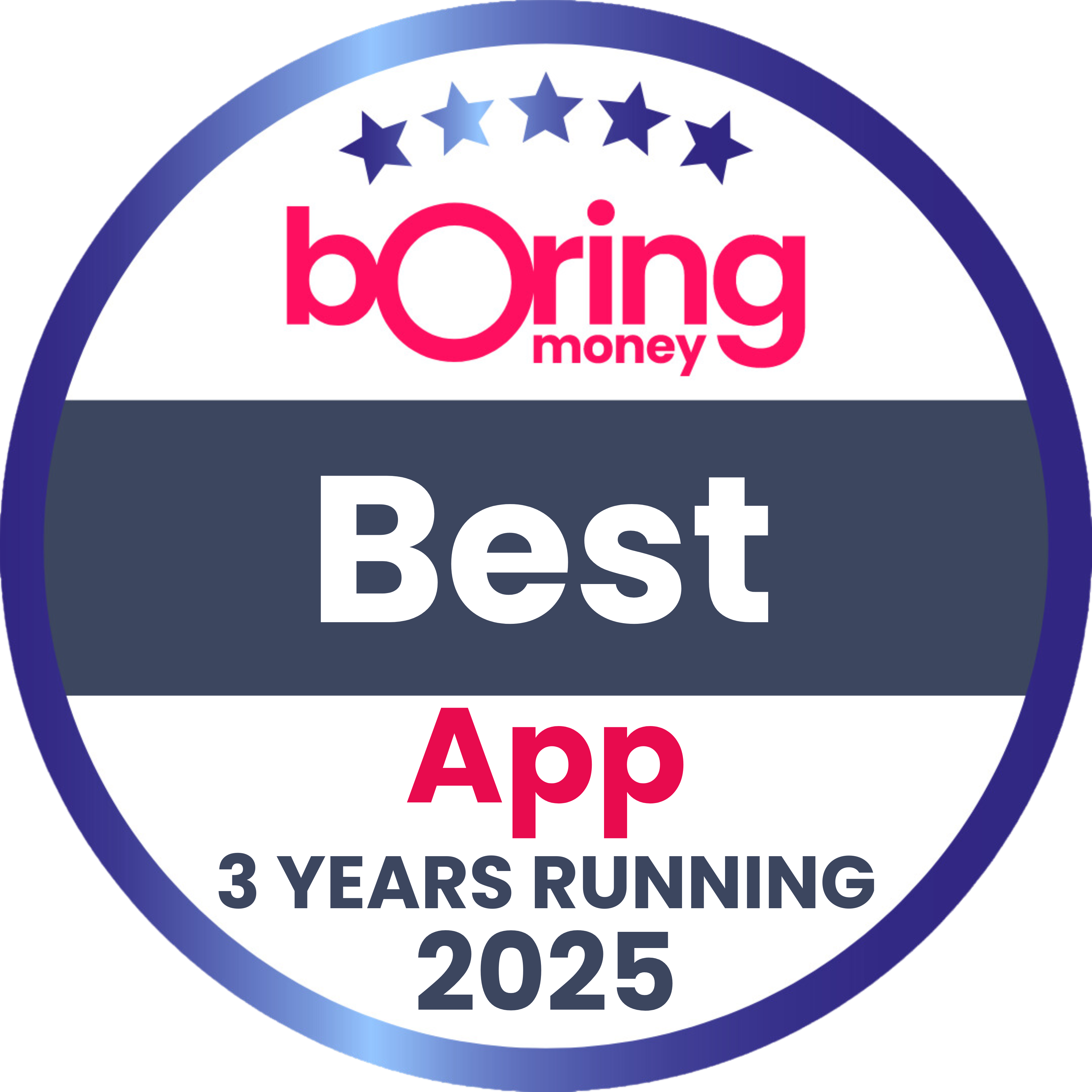 Award badge reading “APP 3 Years Running”