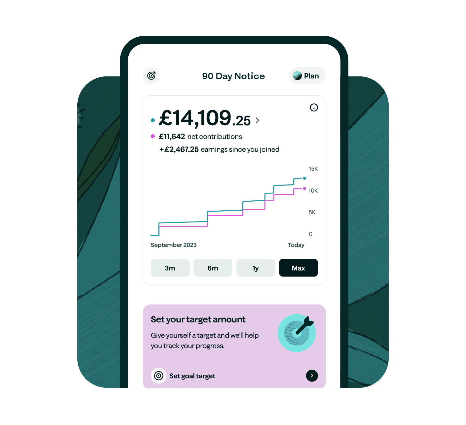 UI card with 90 day notice info with graph