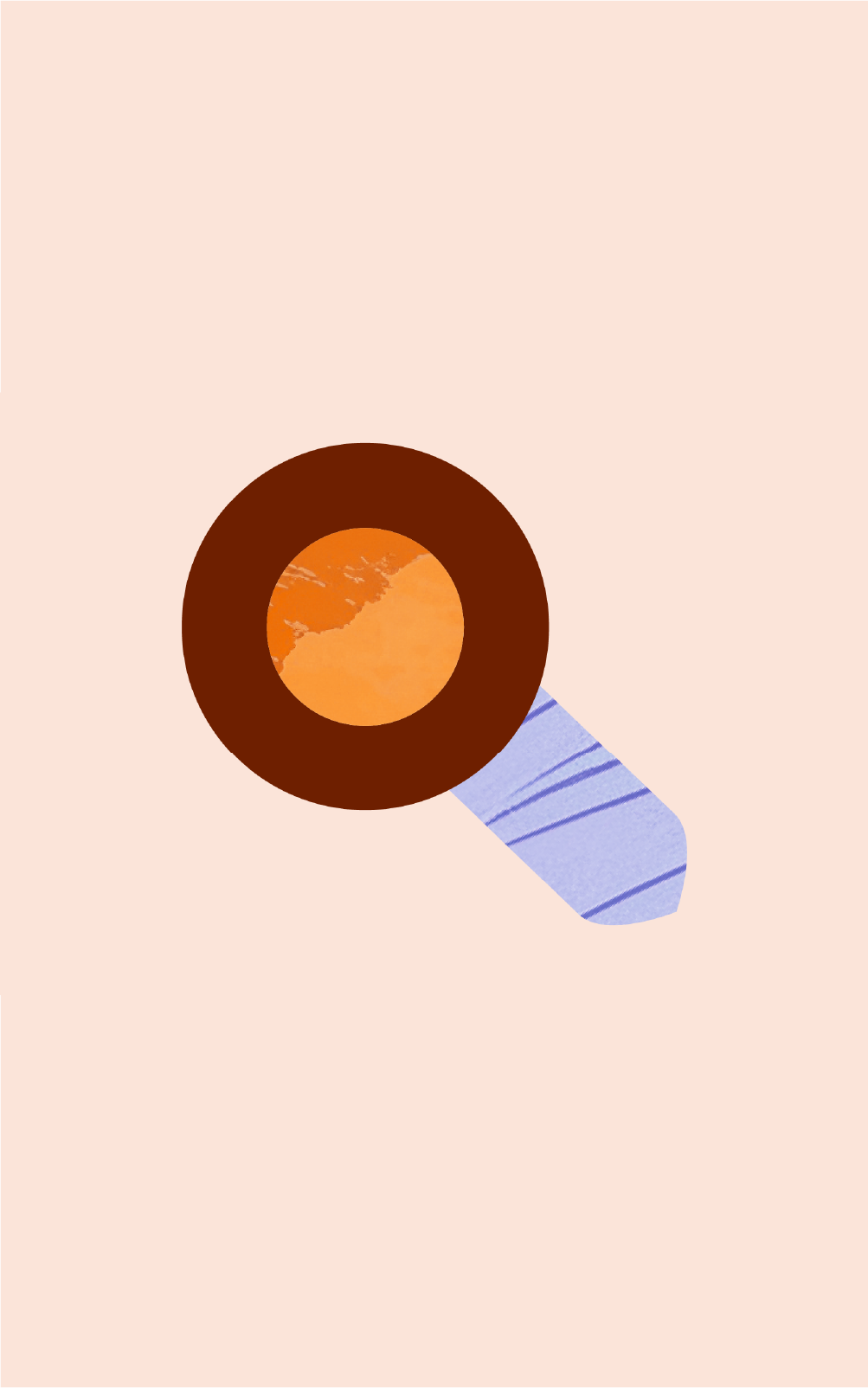 Magnifying glass illustration in orange and purple