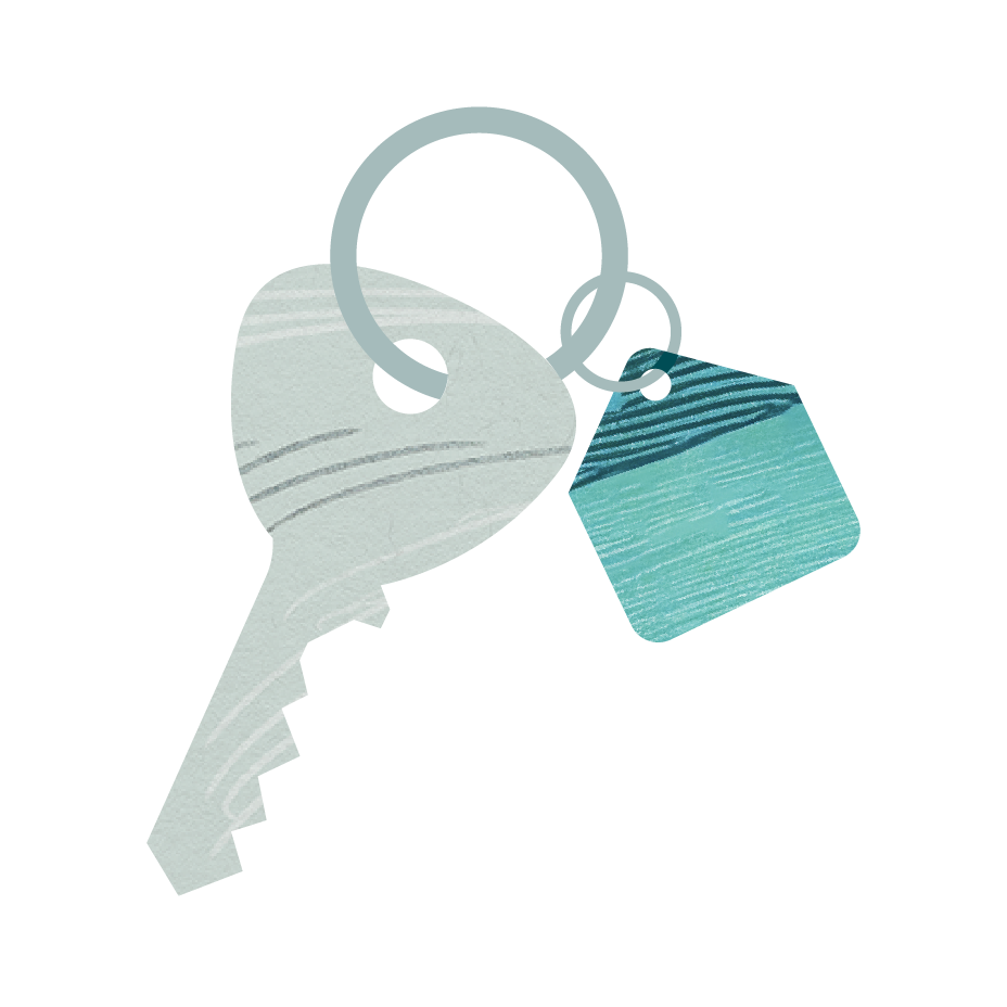 Aqua illustration of a key.