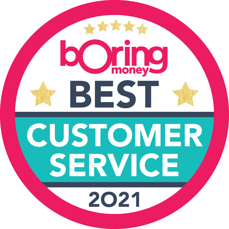 Badge reading “Best Customer Service” 2021