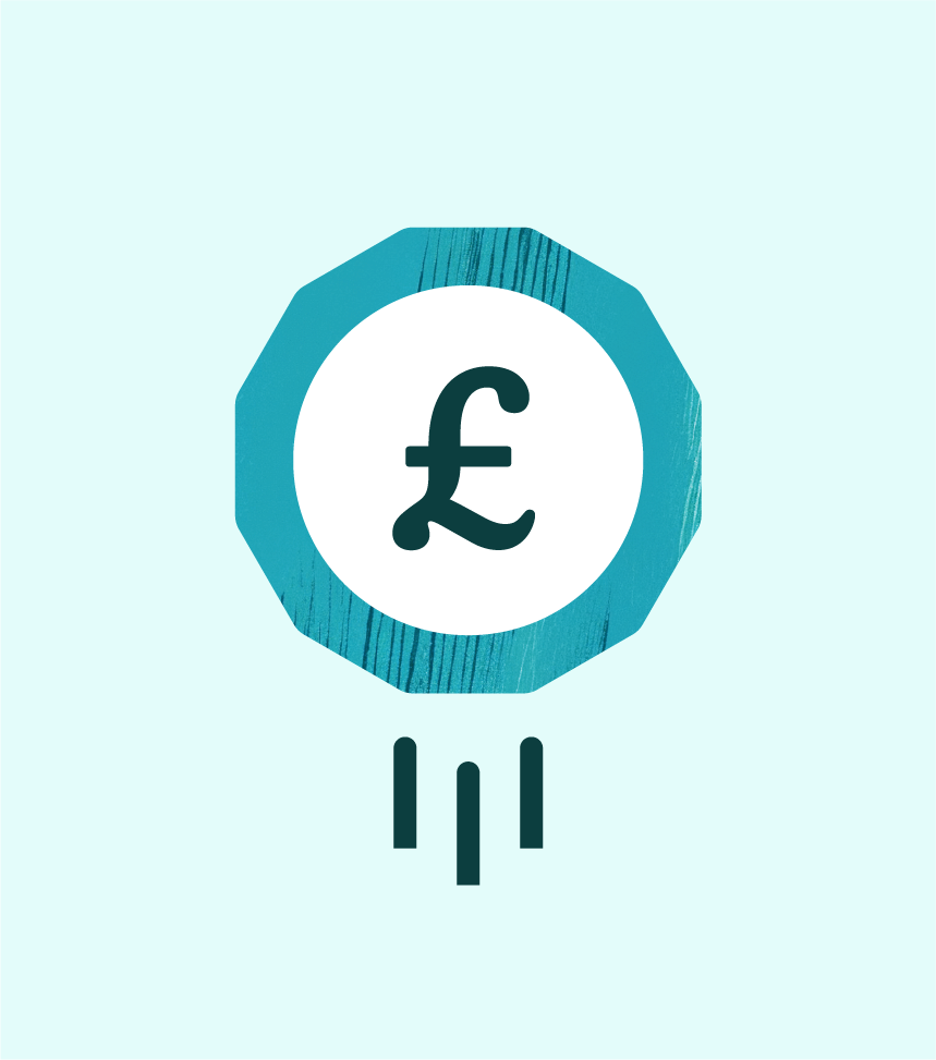 illustration of a coin in white and dark aqua