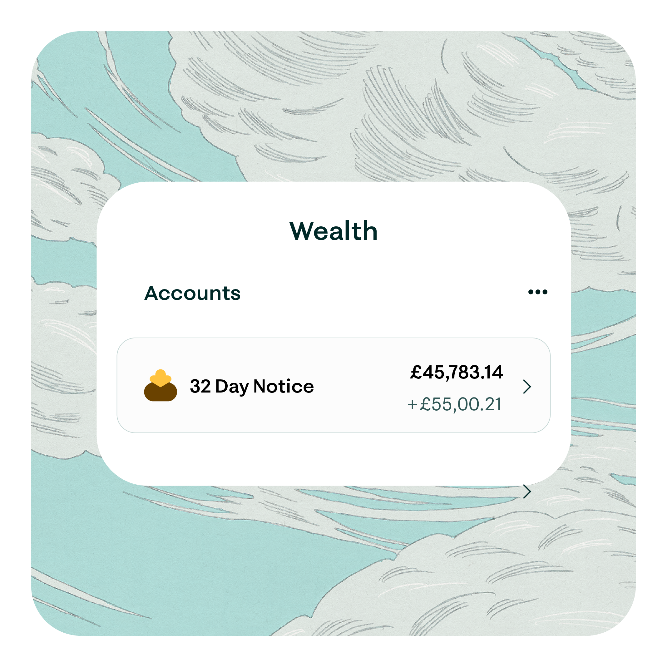 UI card showing balance of 32 day notice savings account