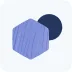 Blue Hexagon icons with circle behind it
