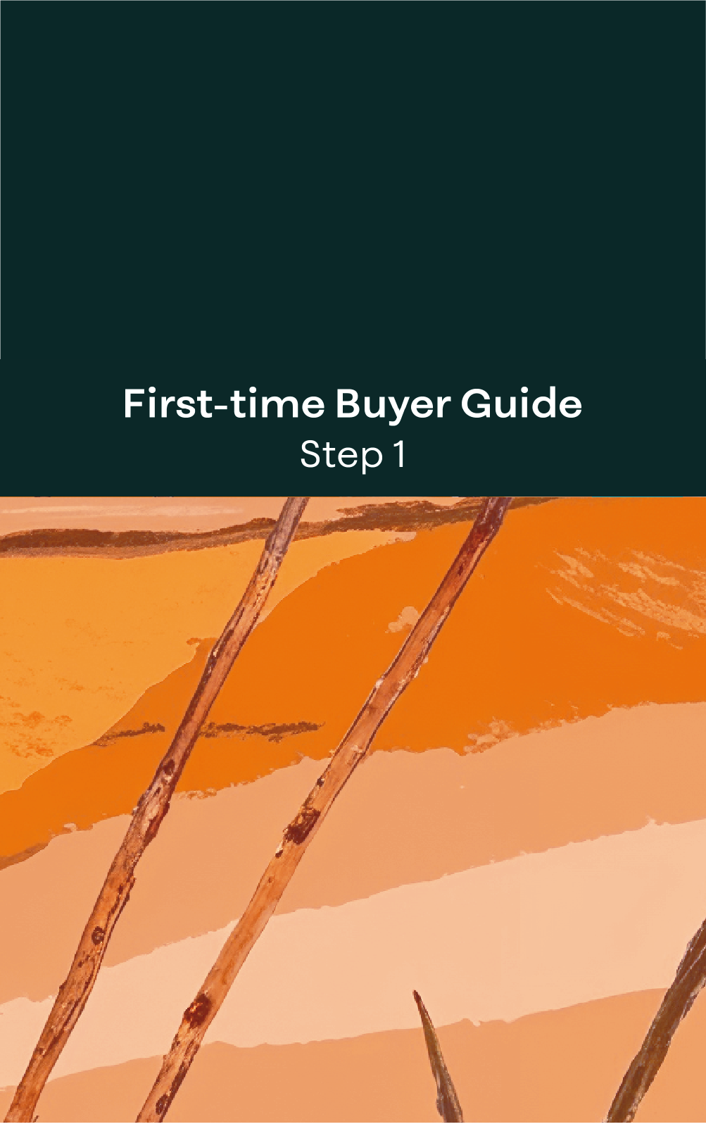 Textured header illustration with home-buying guide theme.