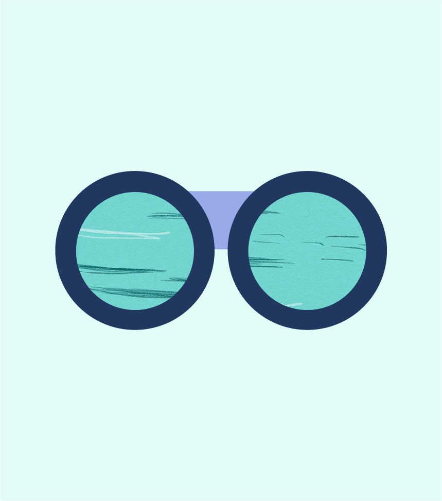 Illustrations Binoculars in teal and purple