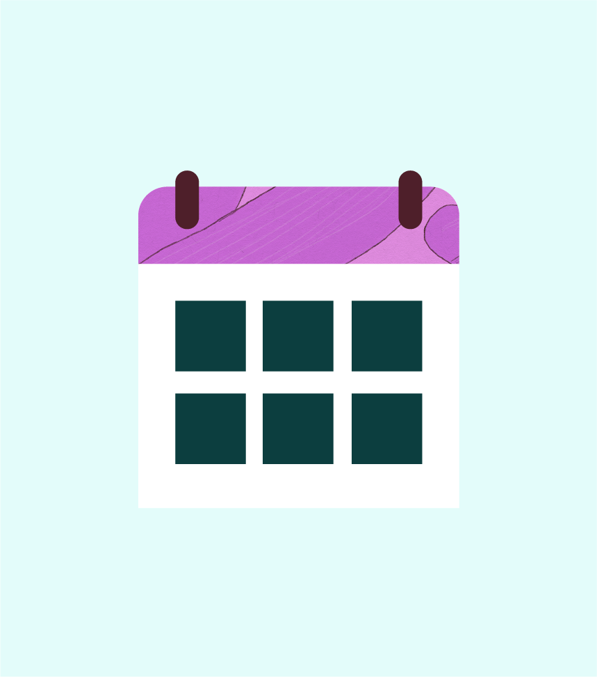 Illustration calendar in pink and dark green