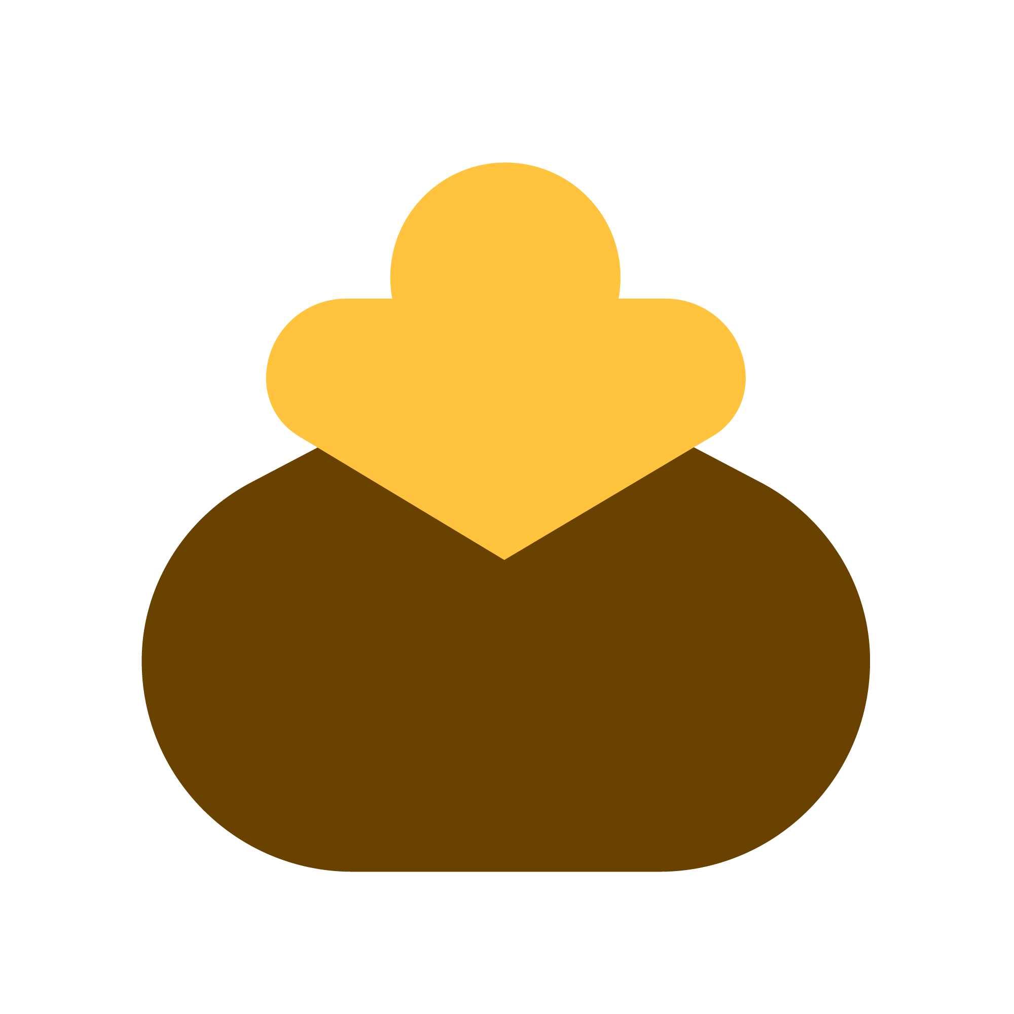 Brown and yellow icon of a coin pouch