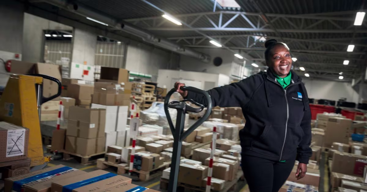 Woman in warehouse