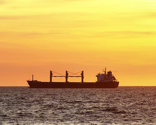Ship in sunset