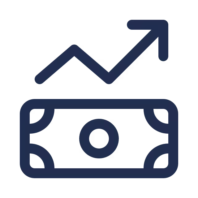 Money bill with arrow going upward symbolising an investment
