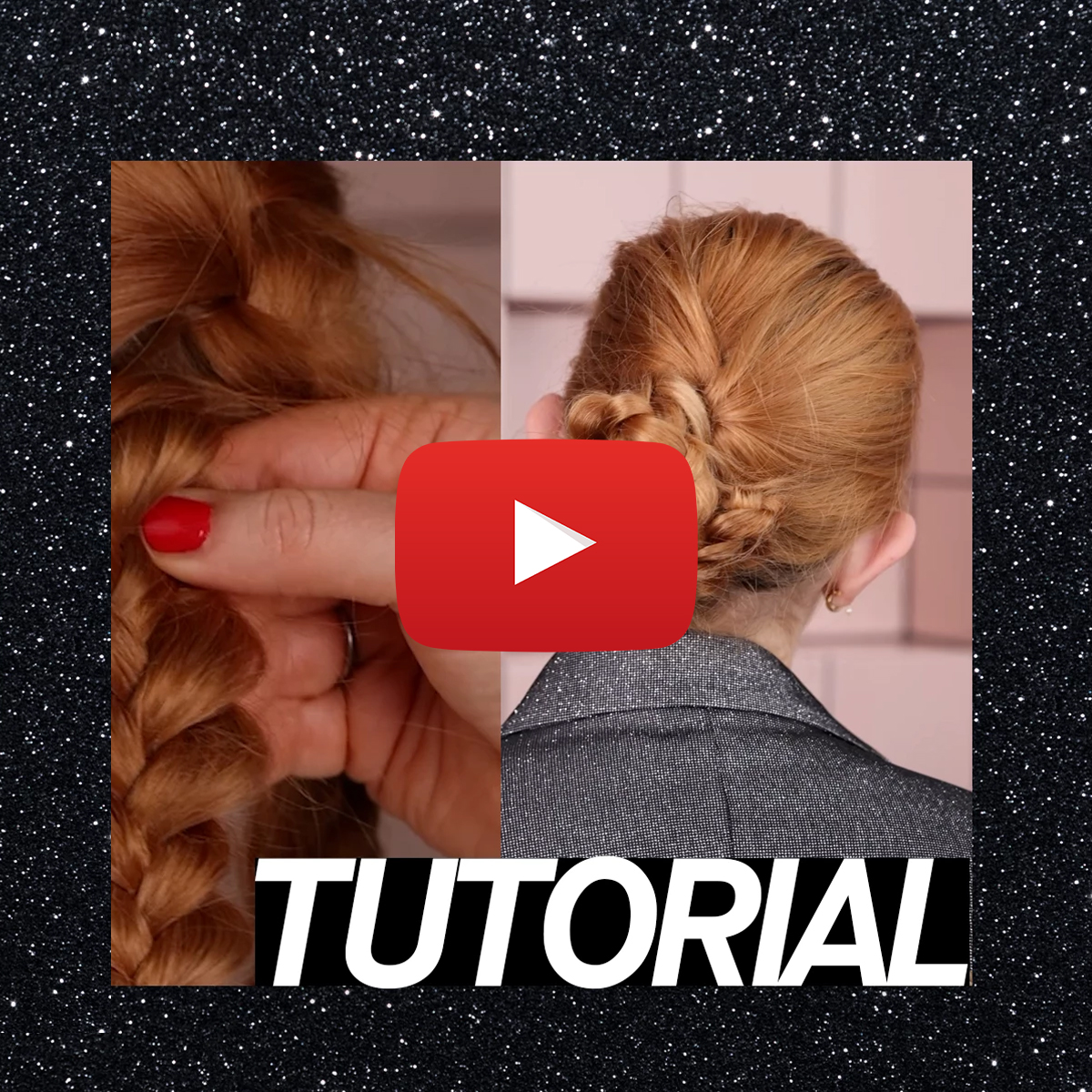 En hårtutorial som visar hur man gör en flätad knutfrisyr.