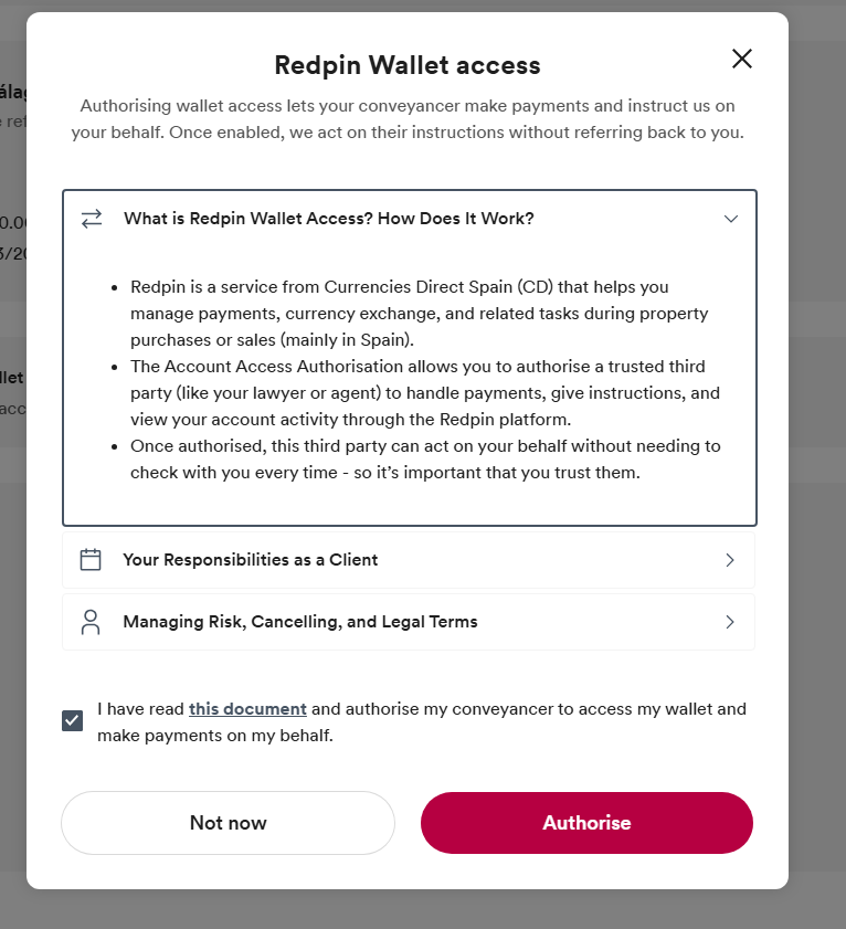 Redpin-wallet-access